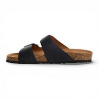 Sandales pantoufles pour hommes en cuir noir avec semelle intérieure amovible