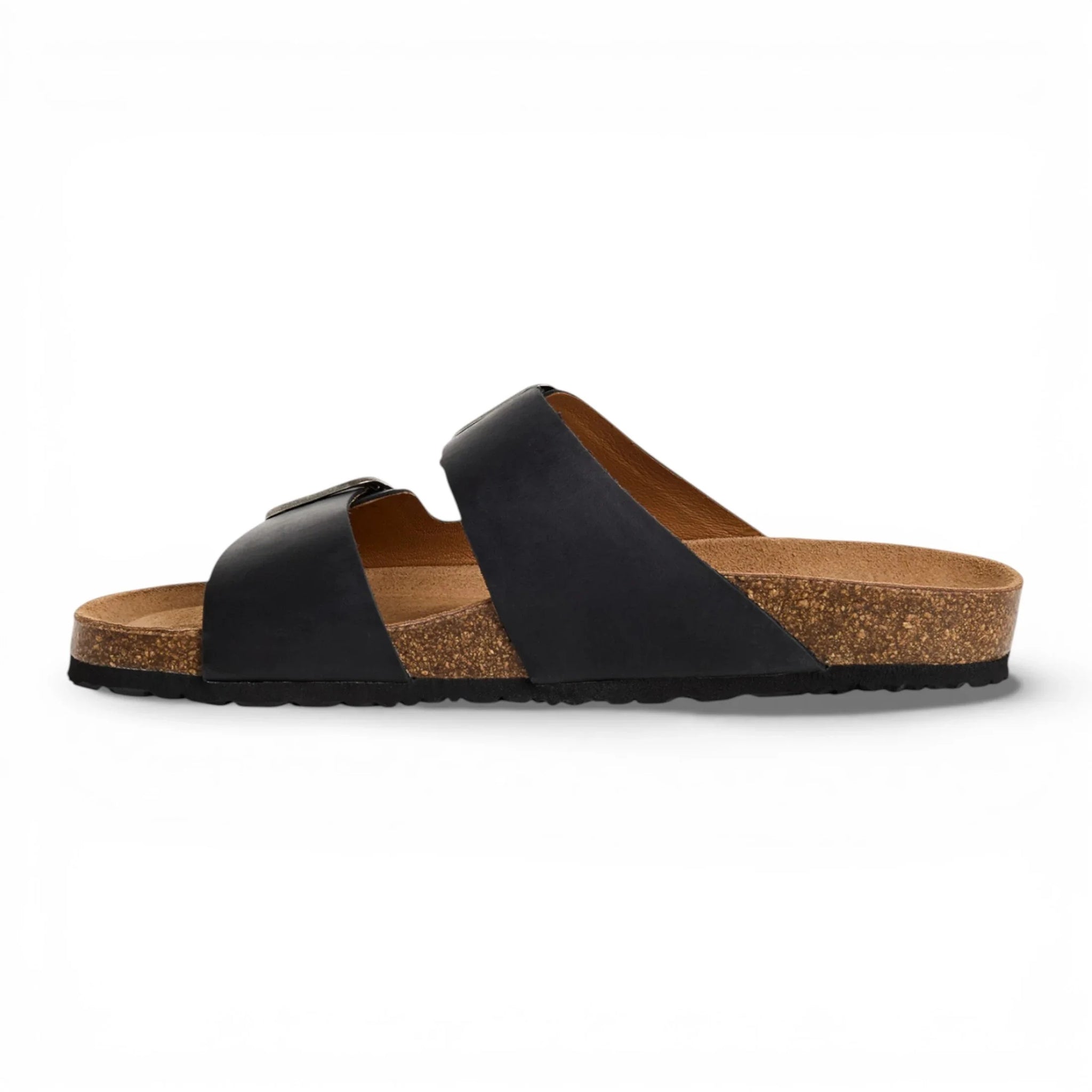 Sandales pantoufles pour hommes en cuir noir avec semelle intérieure amovible