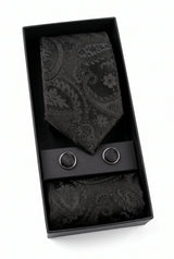 Coffret cadeau cravate noire à motif cachemire pour homme