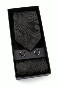 Coffret cadeau cravate noire à motif cachemire pour homme