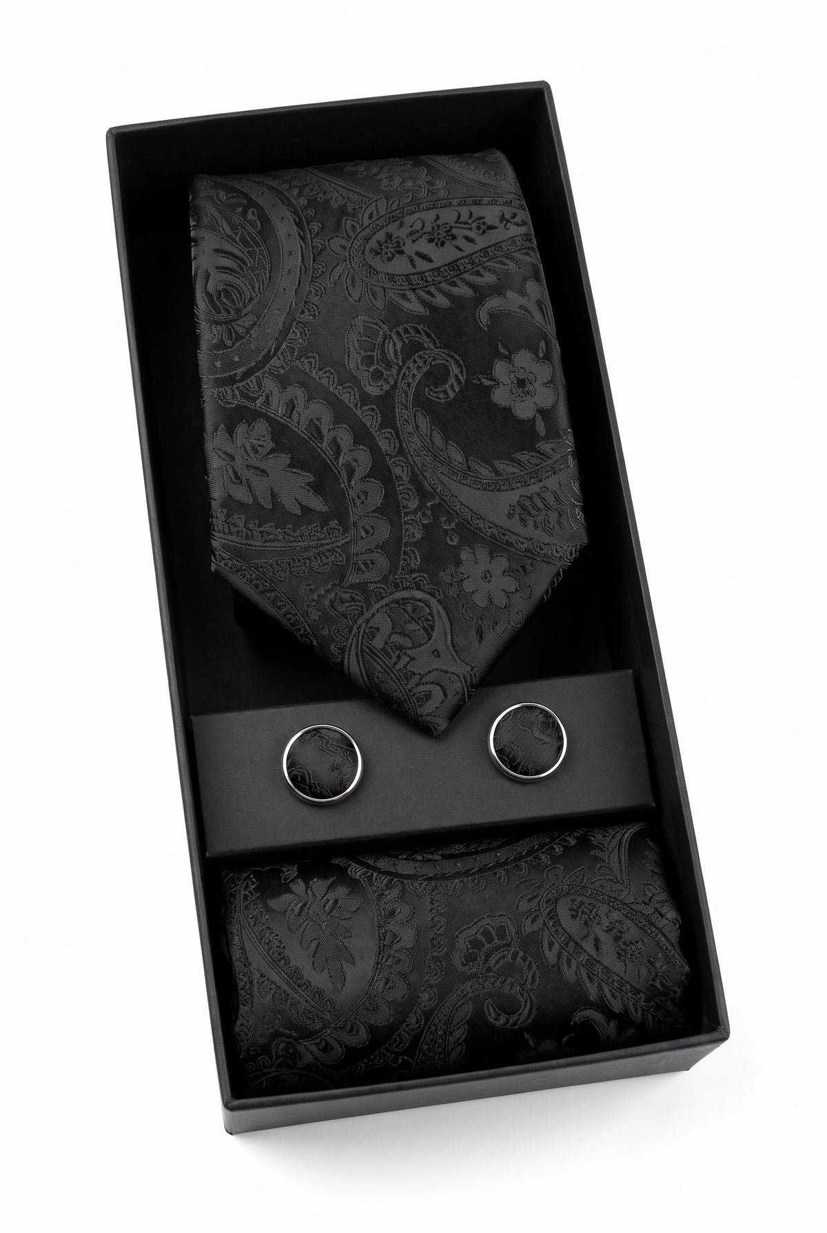 Coffret cadeau cravate noire à motif cachemire pour homme