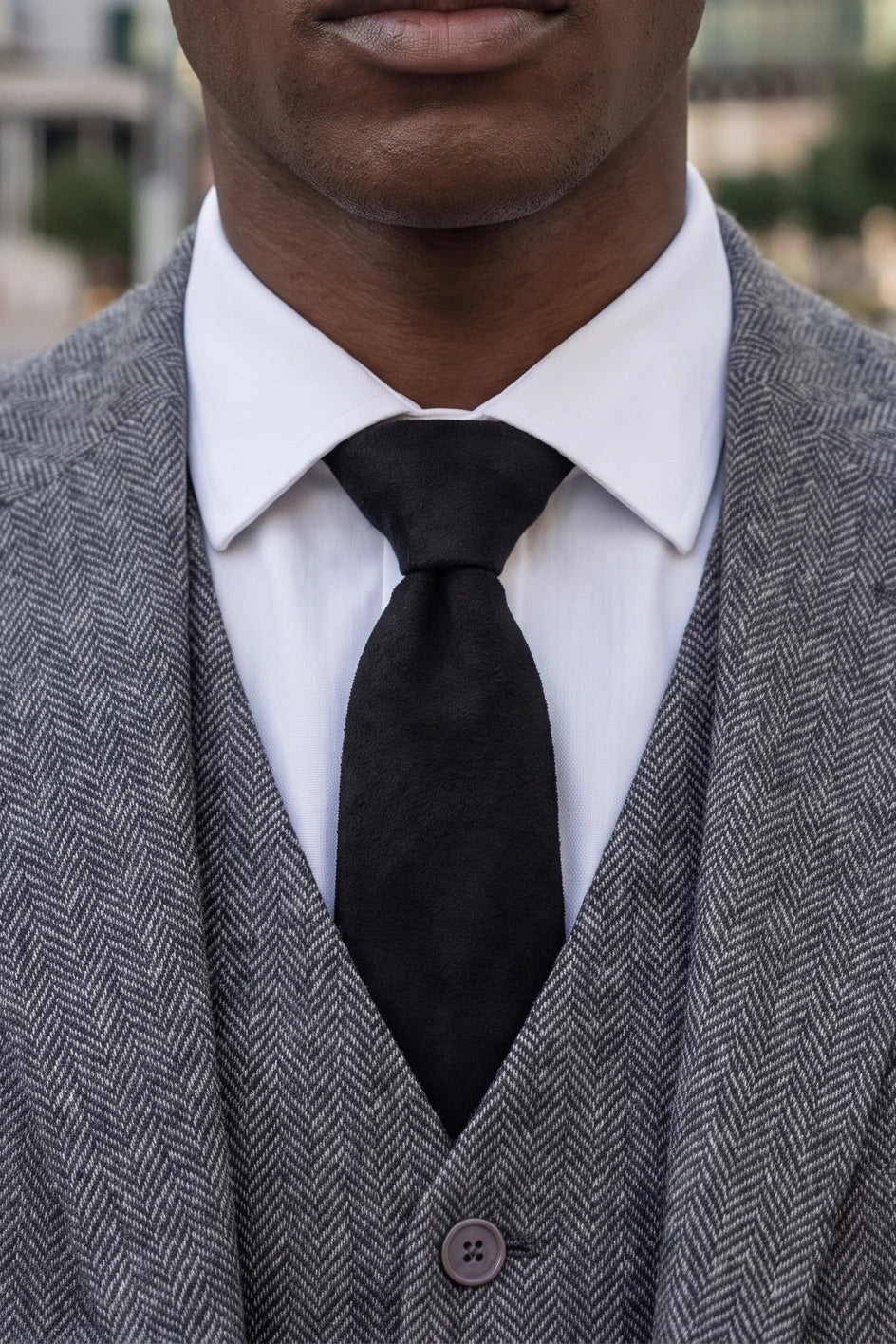 Cravate pour homme en daim noir