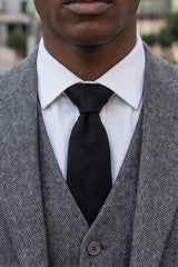 Cravate pour homme en daim noir