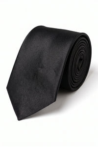 Ensemble cravate noire pour homme avec pochette et boutons de manchette