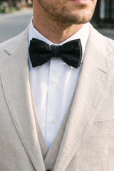 Nœud papillon en tweed noir pour homme