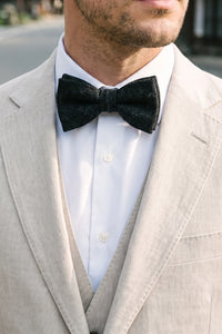 Nœud papillon en tweed noir pour homme