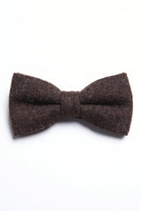 Nœud papillon pour homme en tweed noir mélangé laine