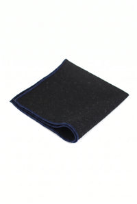 Pochette de costume pour homme en tweed noir mélangé laine