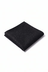 Pochette de costume pour homme en tweed noir mélangé laine