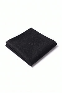Pochette de costume pour homme en tweed noir mélangé laine