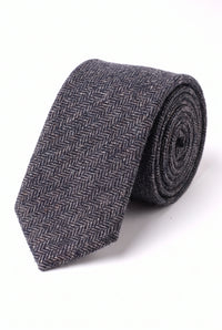 Cravate en tweed noir mélangé laine pour homme