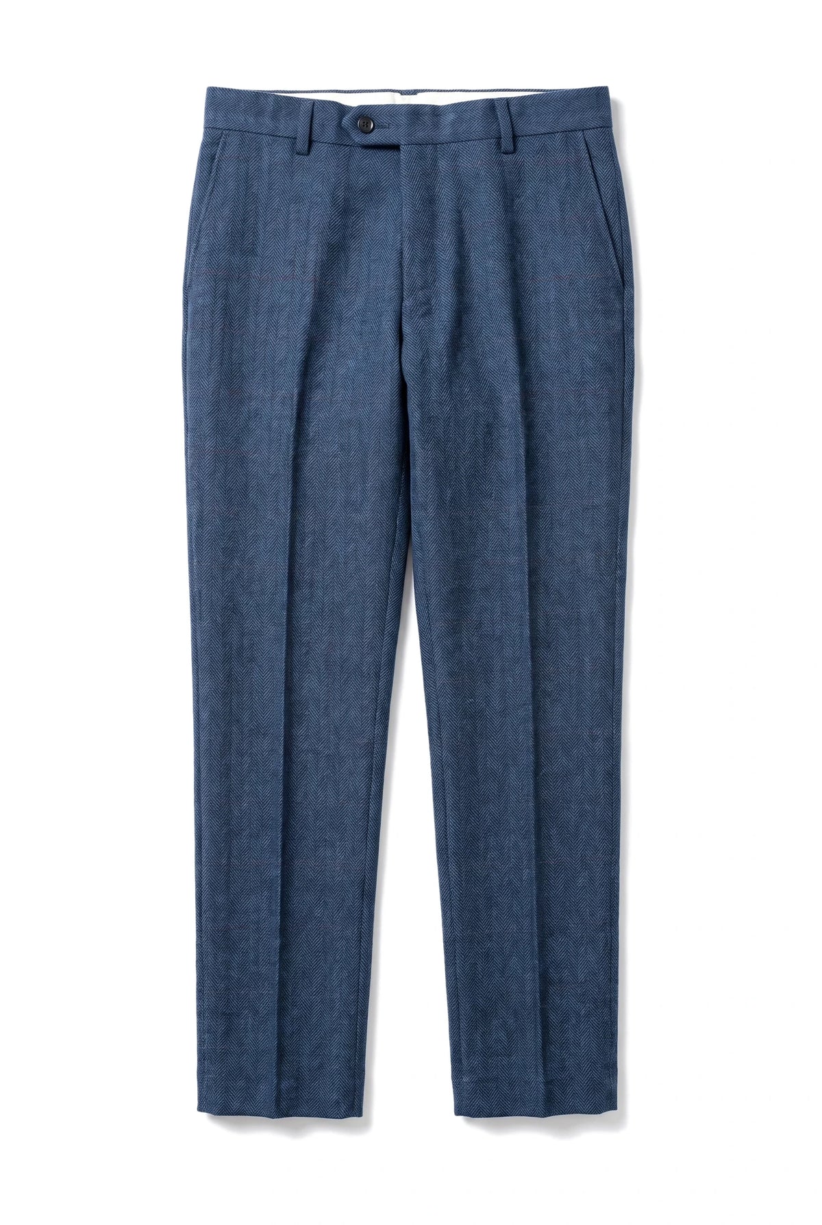 Pantalon à carreaux en tweed bleu à chevrons Dion pour homme