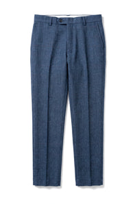 Pantalon à carreaux en tweed bleu à chevrons Dion pour homme