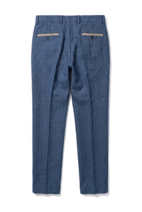 Pantalon à carreaux en tweed bleu à chevrons Dion pour homme