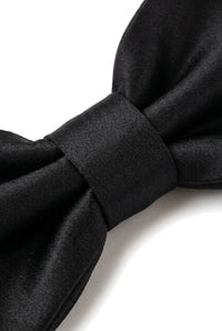 Coffret cadeau pour homme : nœud papillon, pochette et boutons de manchette, couleur noire