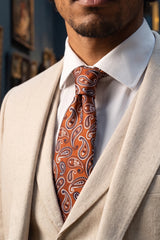 Cravate pour homme à motif cachemire bronze