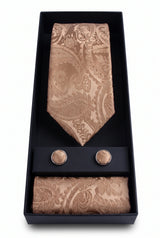 Coffret cadeau cravate à motif cachemire bronze pour homme