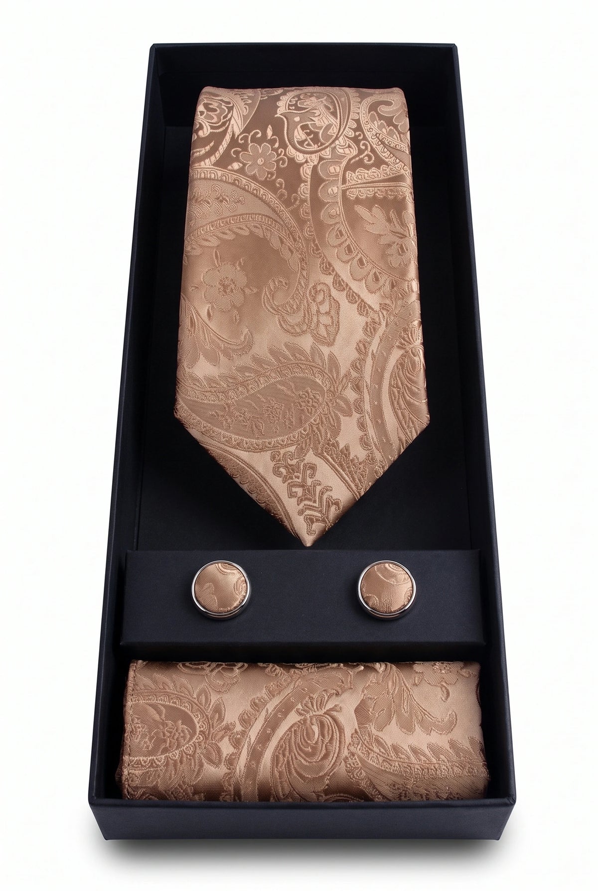 Coffret cadeau cravate à motif cachemire bronze pour homme