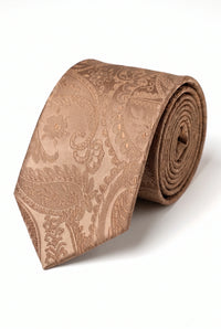 Coffret cadeau cravate à motif cachemire bronze pour homme