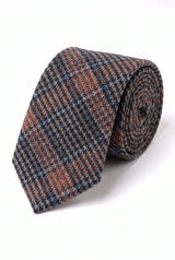 Cravate pour homme en laine mélangée à chevrons marron