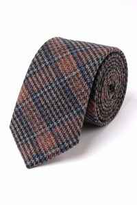 Cravate pour homme en laine mélangée à chevrons marron