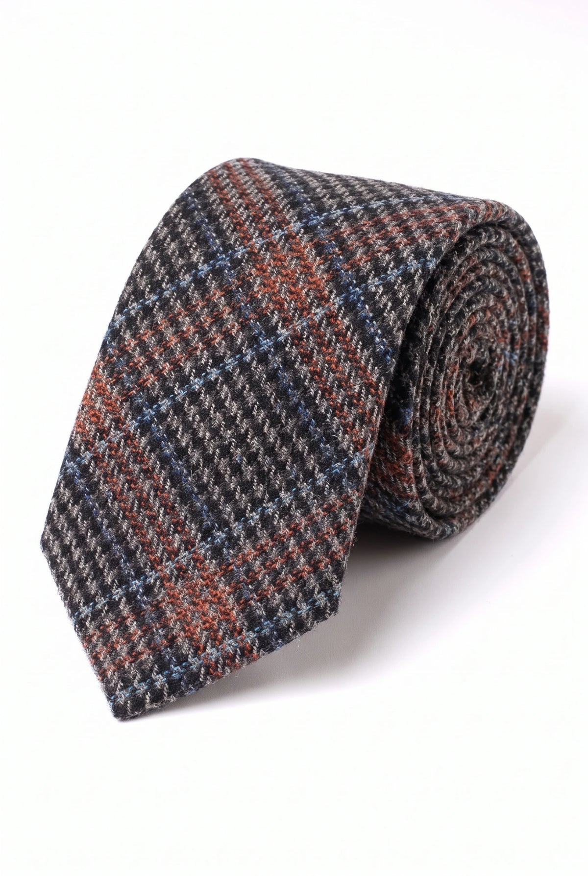 Cravate pour homme en laine mélangée à chevrons marron