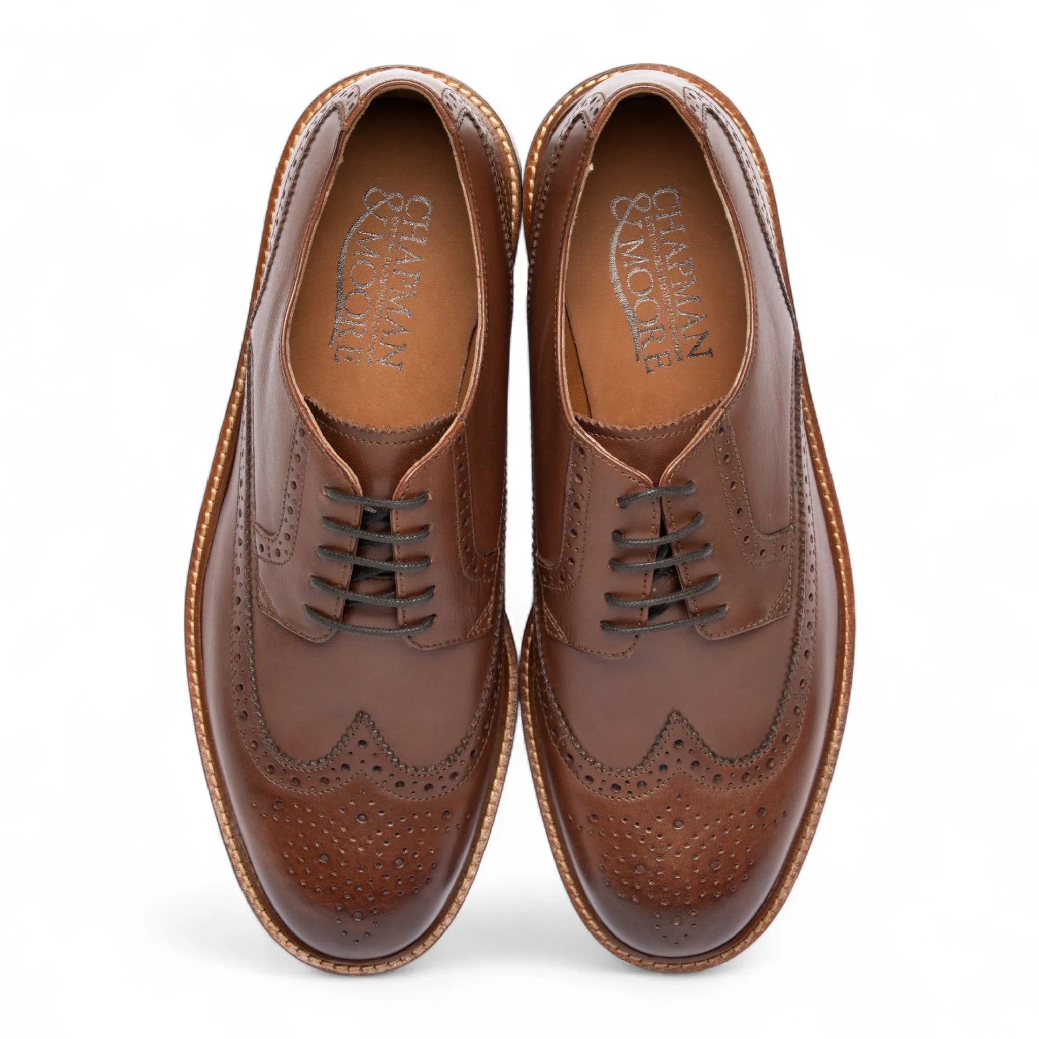 Chaussures habillées brogues en cuir marron pour hommes