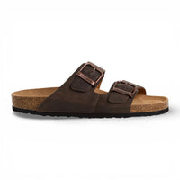 Sandales pantoufles en cuir marron pour hommes
