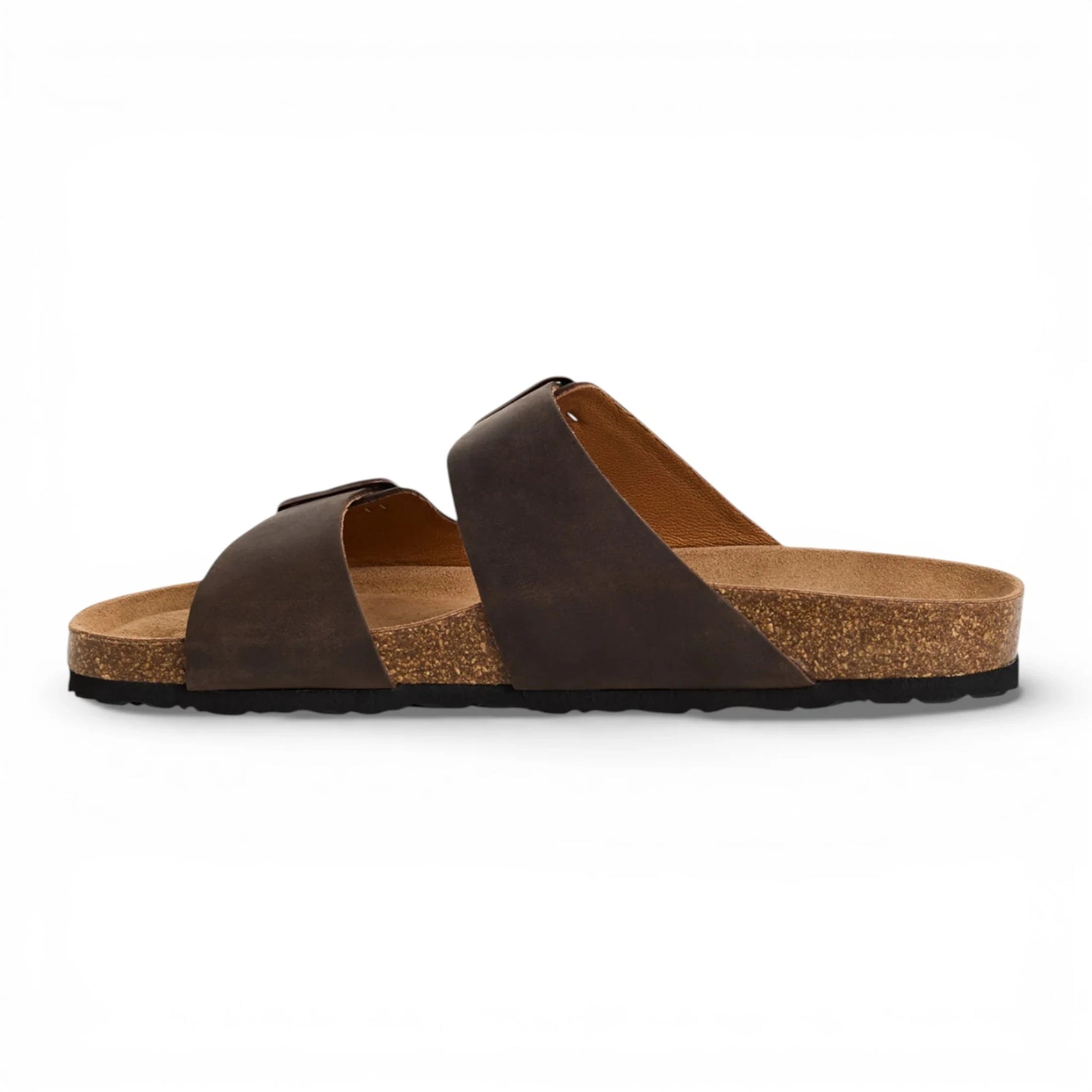 Sandales pantoufles en cuir marron pour hommes