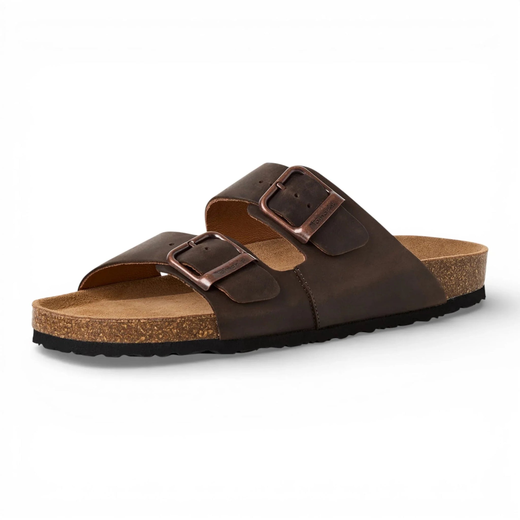 Sandales pantoufles en cuir marron pour hommes
