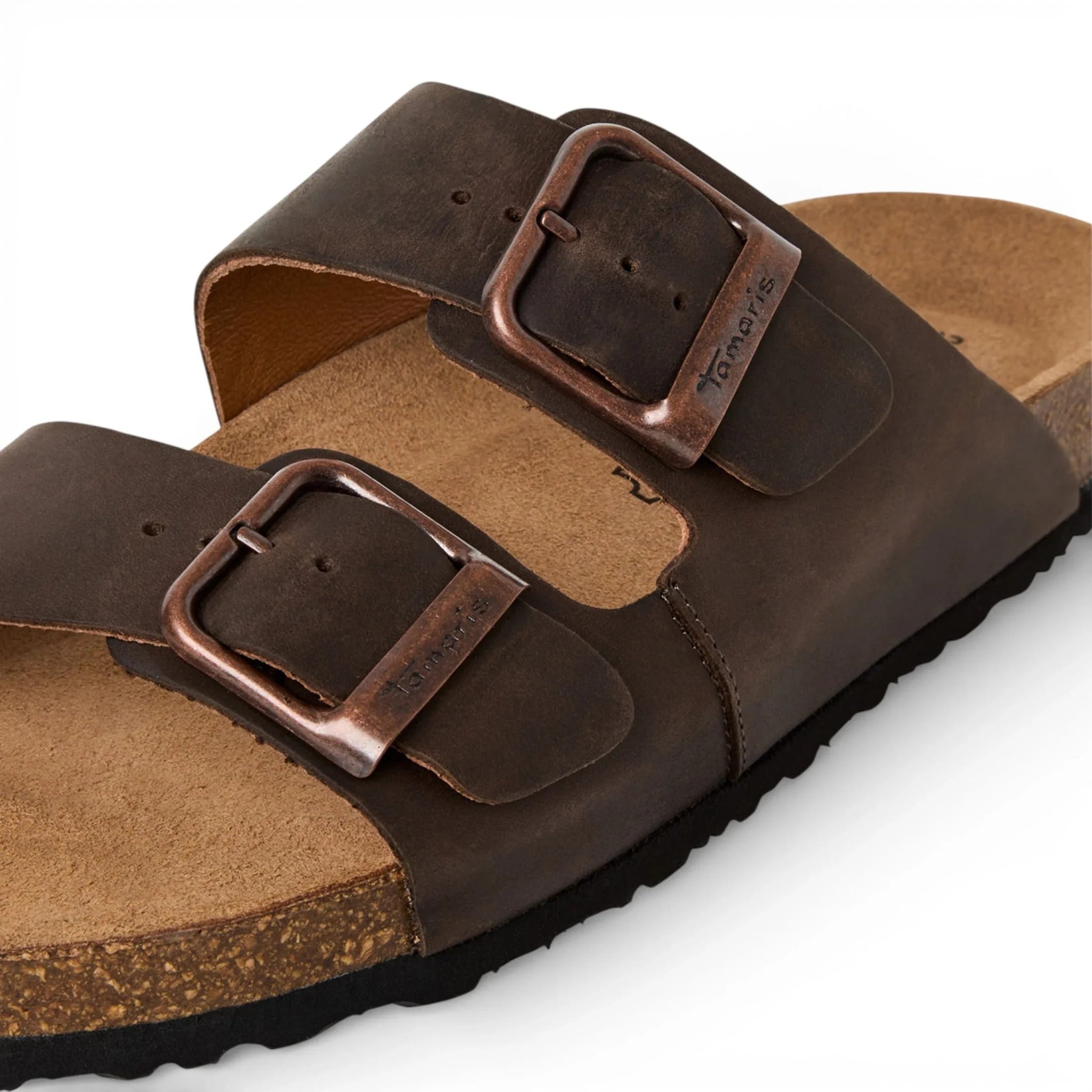 Sandales pantoufles en cuir marron pour hommes