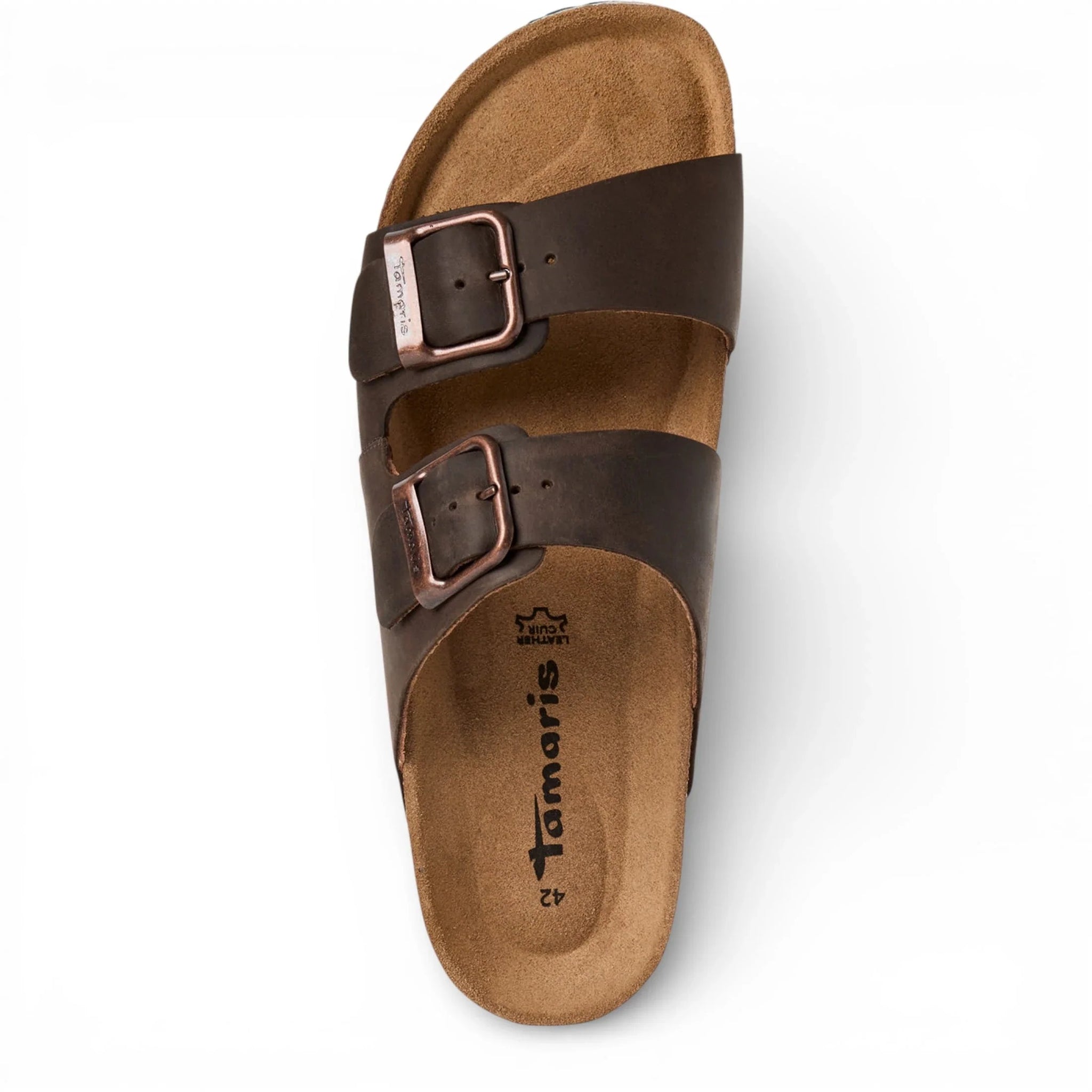 Sandales pantoufles en cuir marron pour hommes