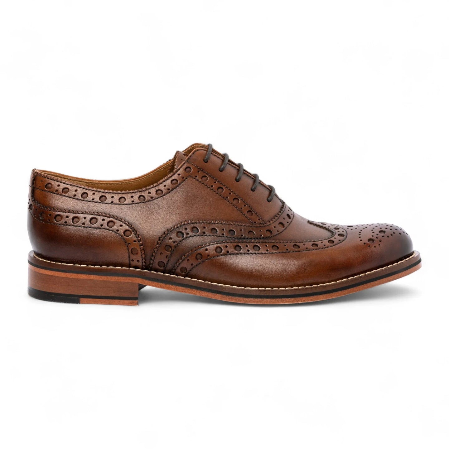 Chaussures Oxford à bout golf en cuir marron pour hommes