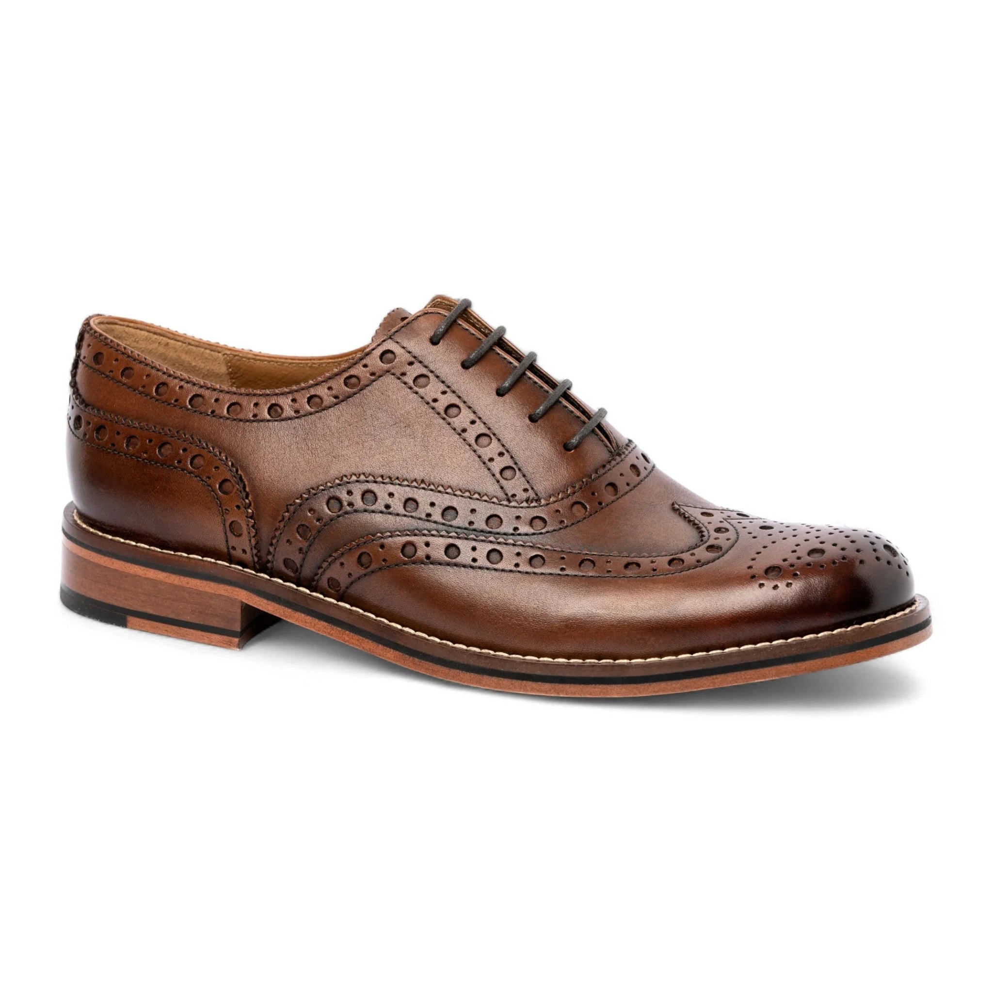 Chaussures Oxford à bout golf en cuir marron pour hommes
