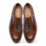 Chaussures Oxford à bout golf en cuir marron pour hommes