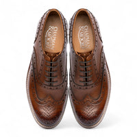 Chaussures Oxford à bout golf en cuir marron pour hommes
