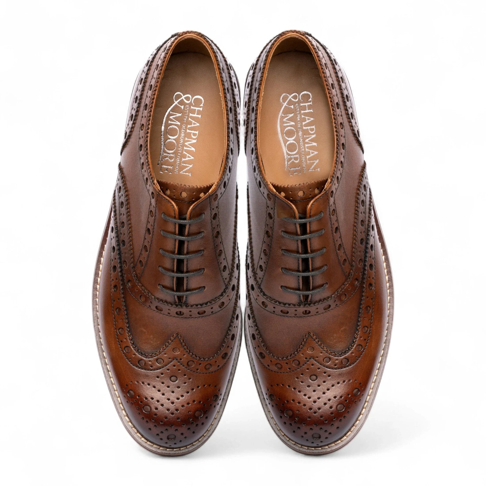 Chaussures Oxford à bout golf en cuir marron pour hommes