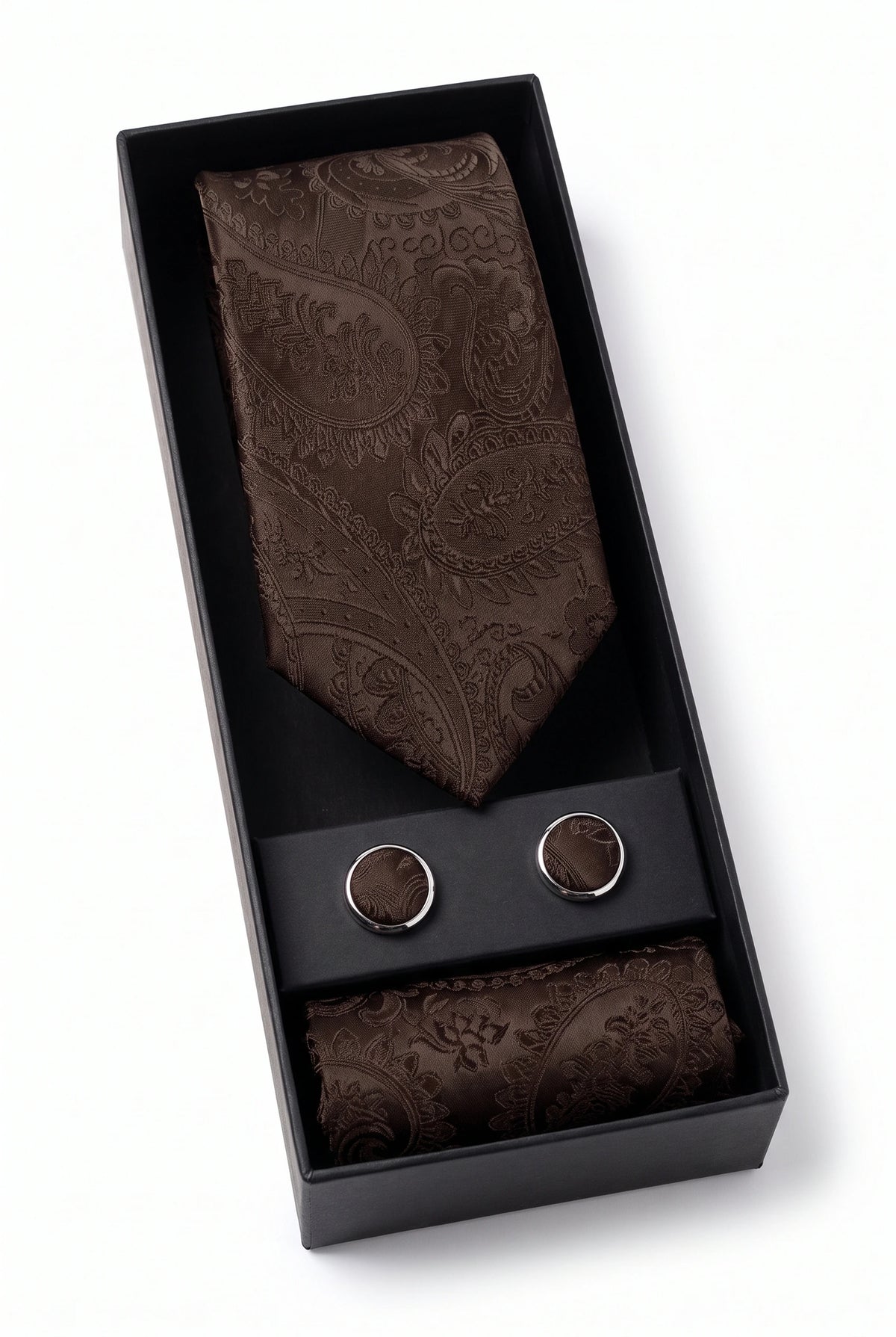 Coffret cadeau cravate marron à motif cachemire pour homme