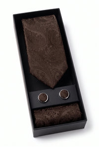 Coffret cadeau cravate marron à motif cachemire pour homme