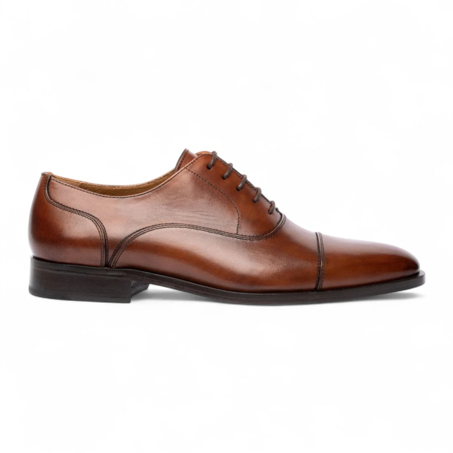 Chaussures Derby pour homme en cuir marron uni à bout rapporté