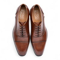 Chaussures Derby pour homme en cuir marron uni à bout rapporté