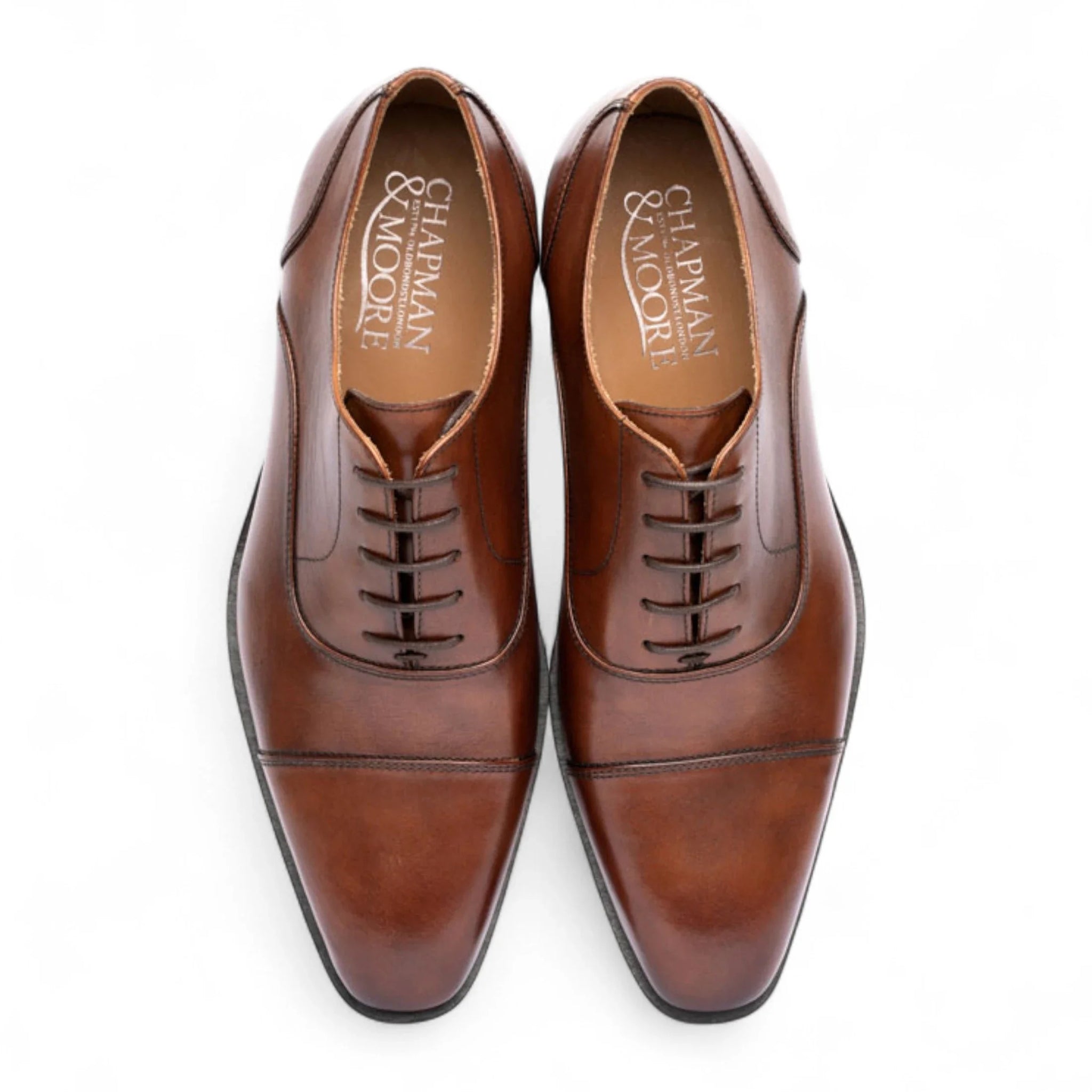 Chaussures Derby pour homme en cuir marron uni à bout rapporté