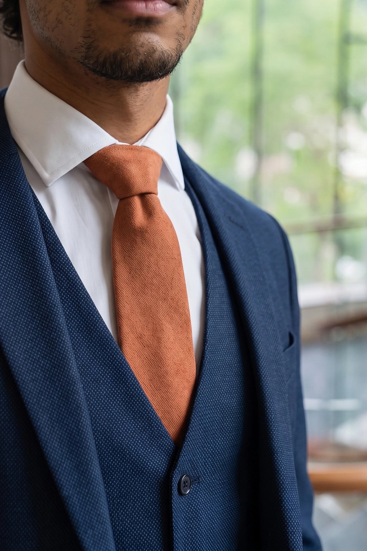 Cravate pour homme en daim marron