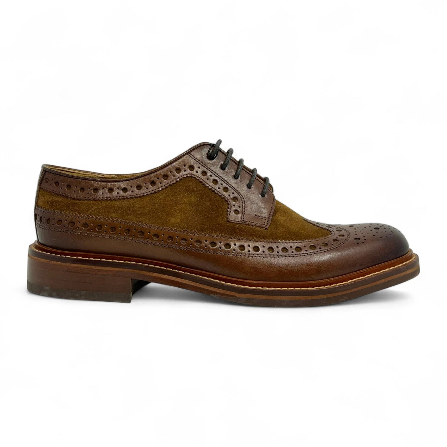 Chaussures brogues pour hommes en cuir suédé marron