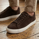 Baskets décontractées à lacets en cuir suédé marron pour homme