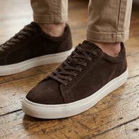 Baskets décontractées à lacets en cuir suédé marron pour homme