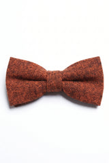 Nœud papillon pour homme en tweed marron mélangé laine
