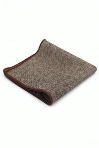 Pochette de costume pour homme en tweed marron mélangé laine