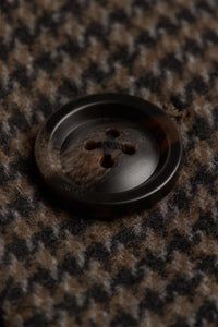 Manteau pour homme en tweed pied-de-poule mélangé laine marron