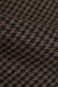 Manteau pour homme en tweed pied-de-poule mélangé laine marron
